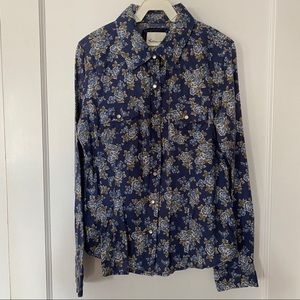 Forever 21 Blue Floral Button Shirt